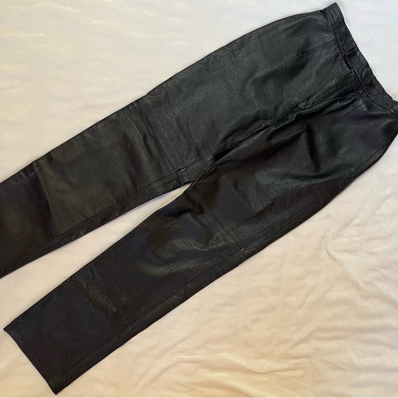 Vintage 1990s Newport News Genuine Black Leather Pants - Picture 1 of 12